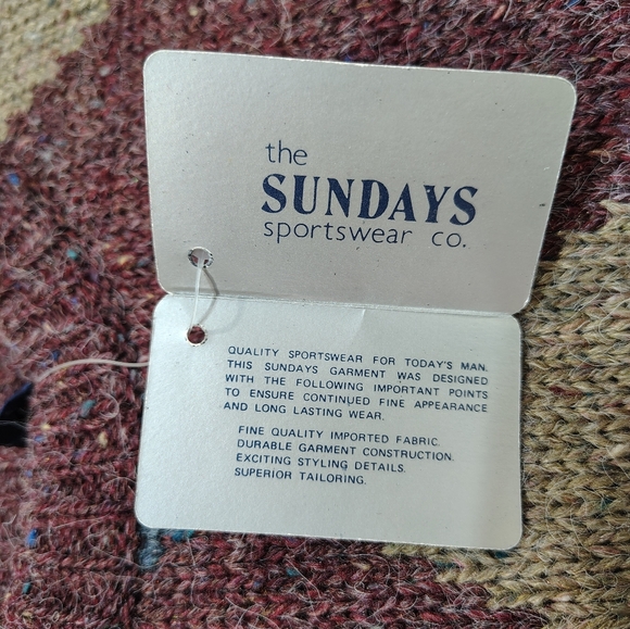 Vintage Sundays Sportswear Co Wool Blend Argyle Sweater Mens Large NWT Deadstock - Picture 4 of 9